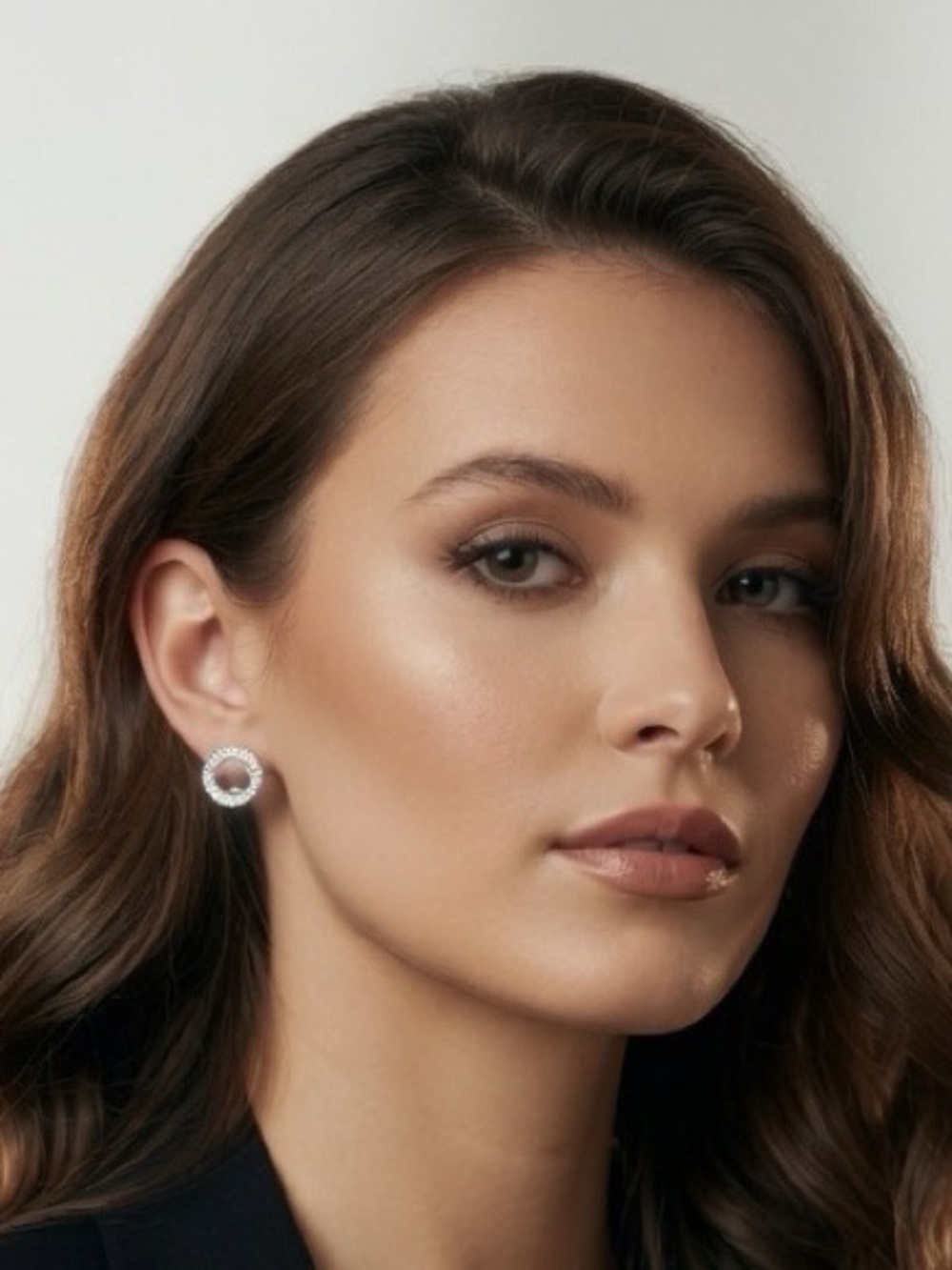 Kate Spade Sparkle Silver Spot the Spade Pave Halo Heart Stud Earrings Dust Bag